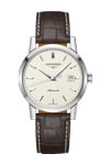 man watch longines 1832 collection steel leather 1