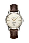 man watch longines heritage collection steel leather 1