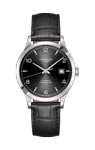 man watch longines record steel leather 1