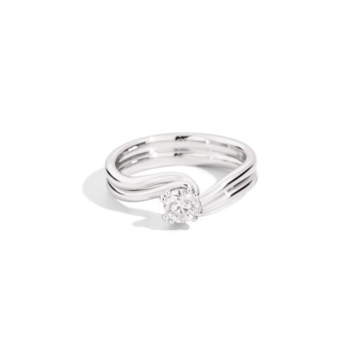 Anello donna Recarlo collezione Isabella Solitario - Oro bianco 18 kt. - Diamante ct.0.41