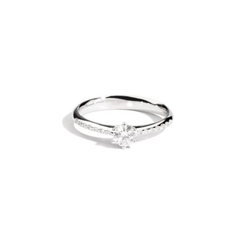 Anello donna Recarlo collezione Sofia - Solitario con gambo Pave Diamanti - Oro bianco 18 kt. - Diamante Tot. ct.0.39