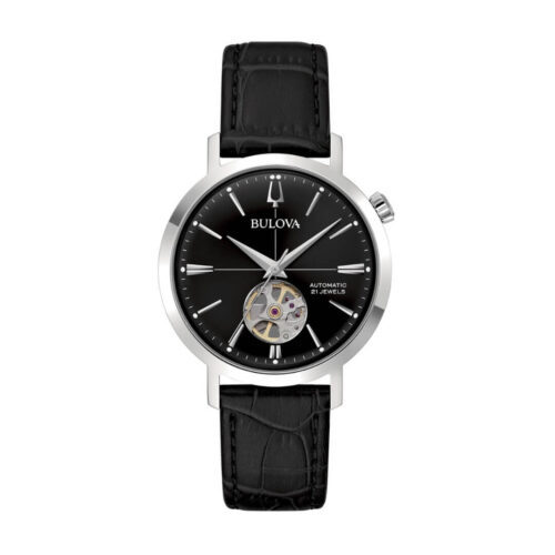 Orologio Bulova Aerojet – 38mm – Automatico – Acciaio e Pelle... - Nero