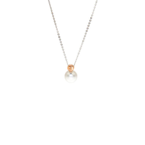 Collana Damiani -Oro Bianco e Rose 750/000 - Perla Coltivata di Mare