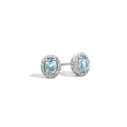 Orecchini Recarlo Iris – Oro Bianco18kt – Diamanti e Acquamarina