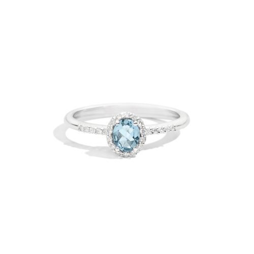 Anello Recarlo Iris - Oro Bianco18kt – Diamanti e Acquamarina