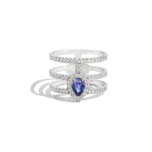Anello Recarlo Tatoo – Oro Bianco18kt – Zaffiro e Diamanti