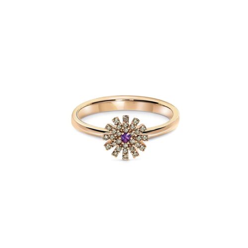 Anello Damiani Margherita - Oro Rosa 18 kt - Diamanti Brown e Ametista
