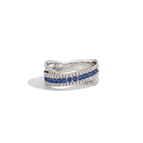 Anello Recarlo Decò – Oro Bianco18kt – Zaffiri e Diamanti