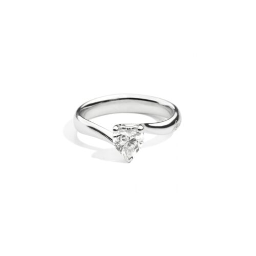 Anello donna gioielli Recarlo Anniversary Love Solitario Valentin - Oro bianco 18 kt. - Diamante cuore ct.0.35