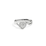 Anello donna Recarlo Anniversary Love Solitario Valentin con Contorno - Oro bianco 18 Kt. - Diamante centrale a Cuore Tot. ct. 0.40