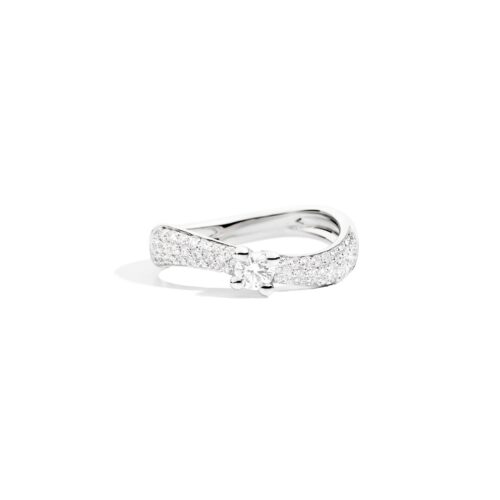 Anello donna Recarlo collezione Eternity - Solitario con gambo Pave - Oro bianco 18kt - Diamante Tot. ct.0.64
