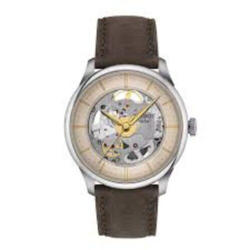 Orologio Tissot Chemin Des Tourelles Squelette – 39mm – Acciaio e Pelle
