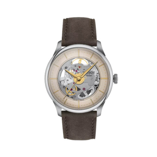 Orologio Tissot Chemin Des Tourelles Squelette – 39mm – Acciaio e Pelle